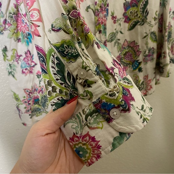 Soft Surroundings Jordan Linen Blend Shirt and Skirt Set in Cream Floral - Picture 5 of 12